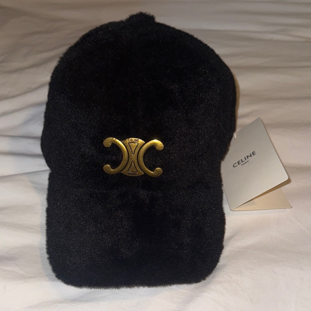 Fur Black Cap with Gold Emblem